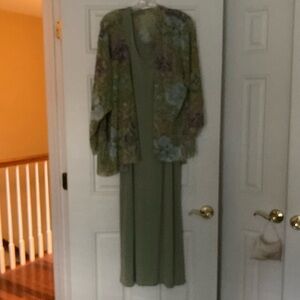 mid-calf length dress with complementary printed silky jacket